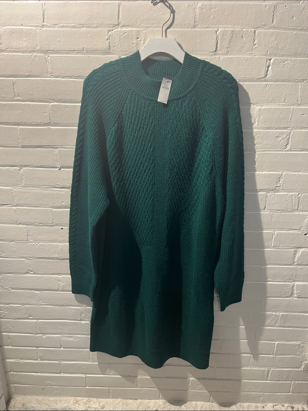 Banana Republic Forest Green Cable-Knit Cowl Sweater Dress